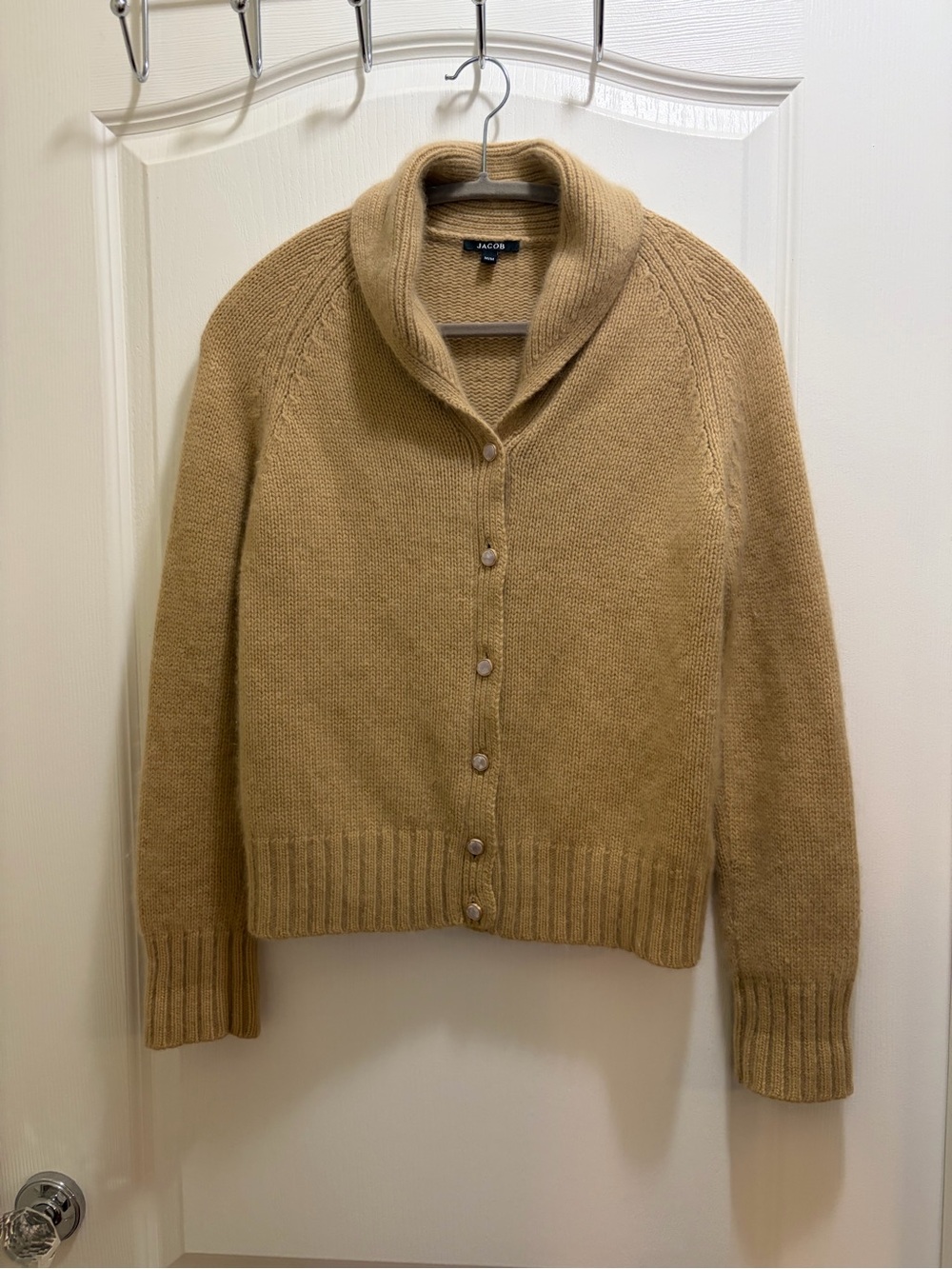 Y2K Jacob Camel Shawl Collar Rabbit Hair Wool Blended Button-Front Cardigan